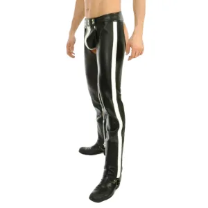 Classic Assless Leather Chaps with White Stripes